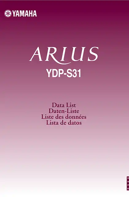 yamaha雅马哈YDP-S31 Data List